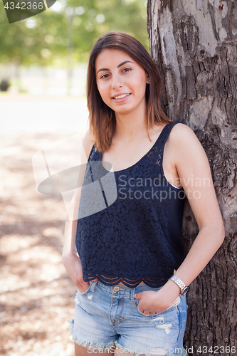 Image of Beautiful Young Ethnic Woman Portrait Outside.