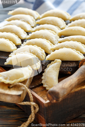 Image of Ready for cooking dumplings with cottage cheese.