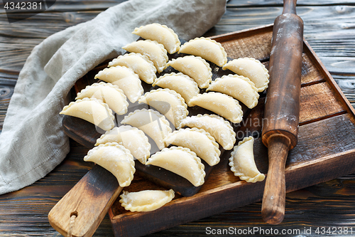 Image of Ready for cooking dumplings with cottage cheese.
