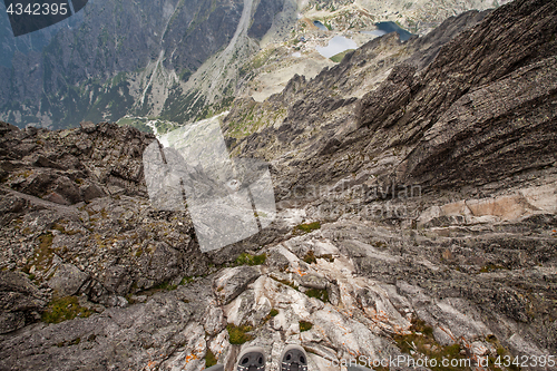 Image of Stunning view from the steep cliff on Lomnicky Stit peak