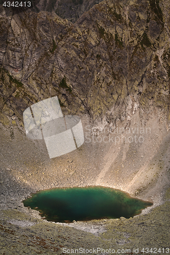 Image of Photo of beautiful lake in High Tatra Mountains, Slovakia, Europe