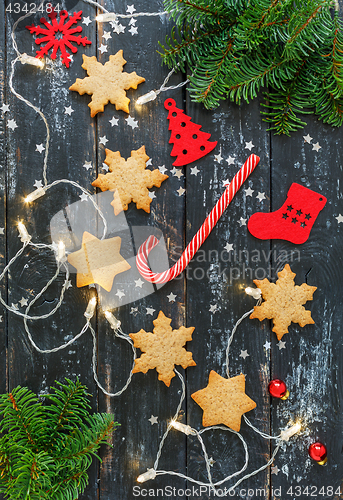 Image of Christmas gingerbread and holiday decorations.