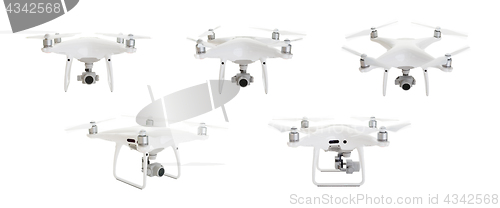 Image of Unmanned Aircraft System (UAV) Quadcopter Drones Set 2 of 2 Isol