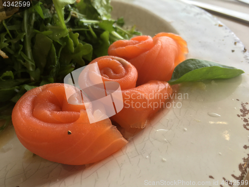 Image of Smoked salmon rolled rosette