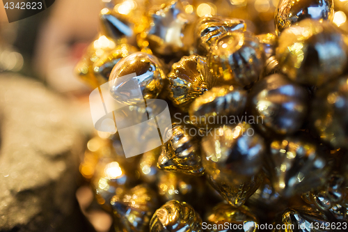 Image of close up of golden christmas decoration