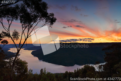 Image of Breathtaking sunset views over Lake Burragorang, Australia