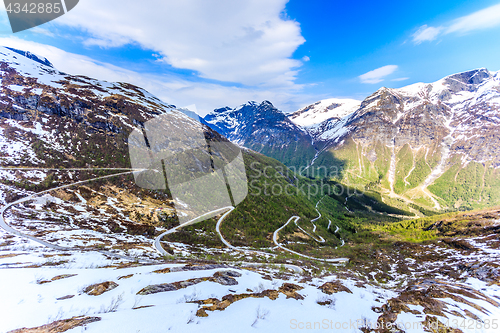 Image of A winding and narrow road providing access to the mountain in St