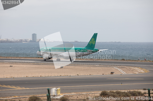 Image of ARECIFE, SPAIN - APRIL, 15 2017: AirBus A320 of Aer Lingus at La