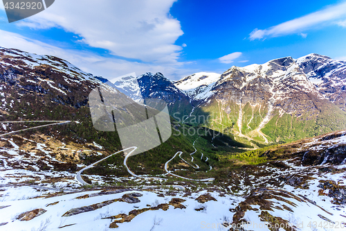 Image of A winding and narrow road providing access to the mountain in St