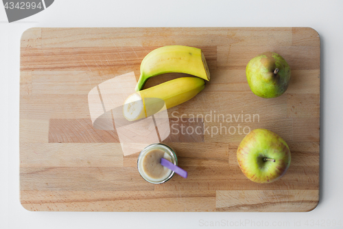 Image of jar with fruit puree or baby food