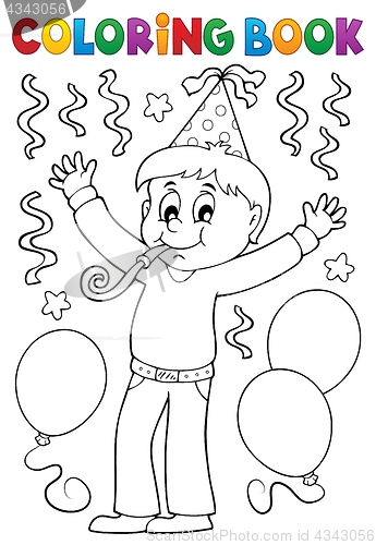 Image of Coloring book boy celebrating theme 1