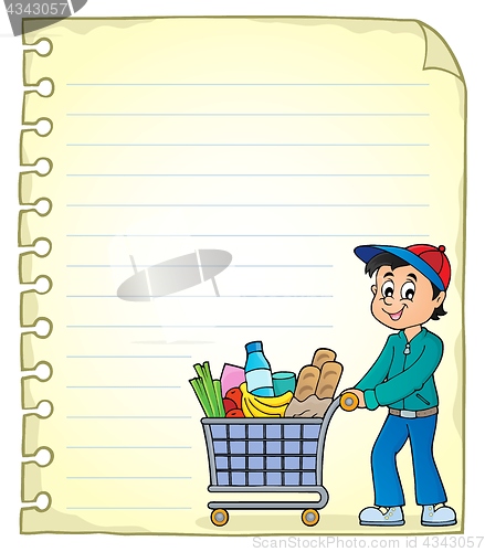 Image of Notepad page with man shopping