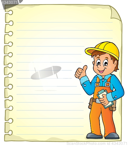 Image of Notepad page with construction worker