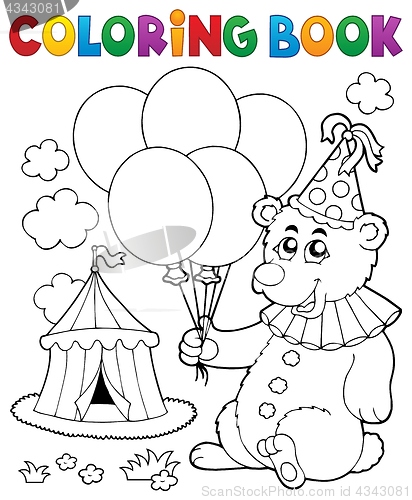 Image of Coloring book bear with balloons
