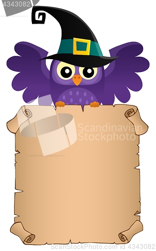 Image of Halloween owl holding parchment theme 2