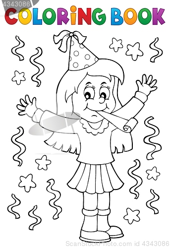 Image of Coloring book girl celebrating theme 1