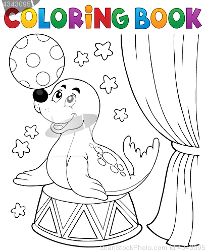 Image of Coloring book seal playing with ball