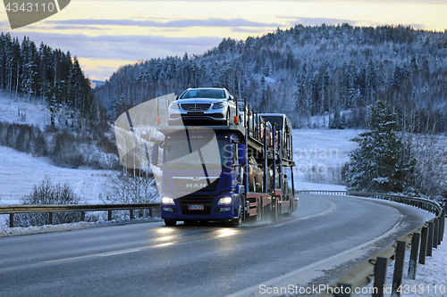 Image of Transporting New Cars in Winter