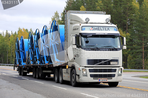 Image of Volvo FH Truck Hauls Cable Drums