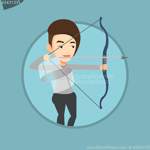 Image of Archer training with the bow vector illustration.