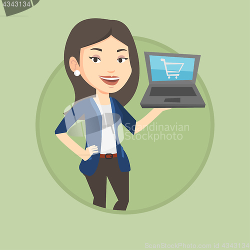 Image of Woman shopping online vector illustration.