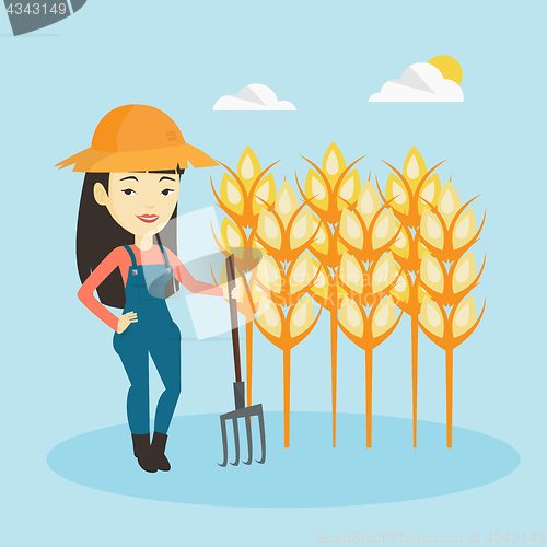 Image of Farmer with pitchfork vector illustration.