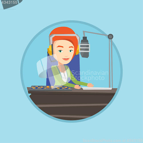 Image of Female dj working on the radio vector illustration