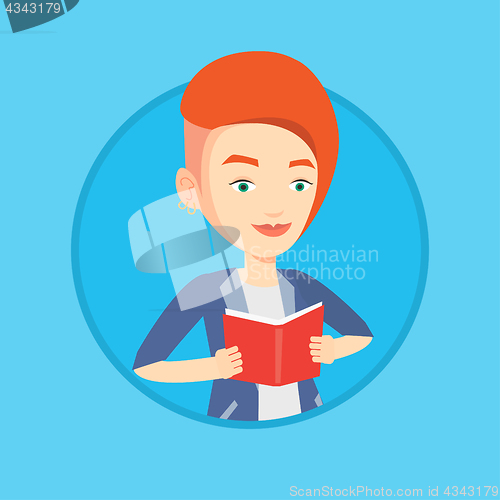 Image of Student reading book vector illustration.