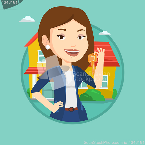 Image of Real estate agent with key vector illustration.