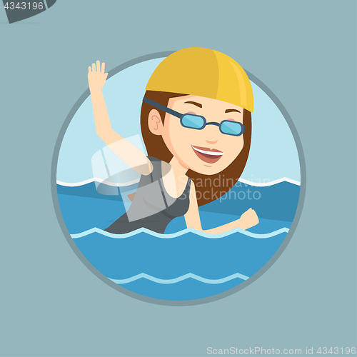 Image of Woman swimming vector illustration.