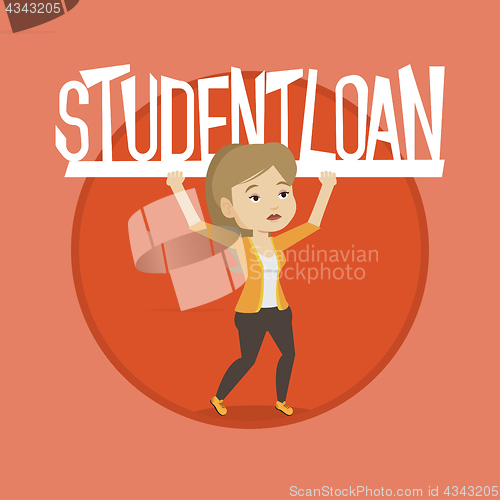 Image of Woman holding sign of student loan.