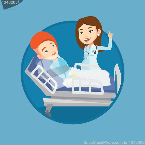 Image of Doctor visiting patient vector illustration.