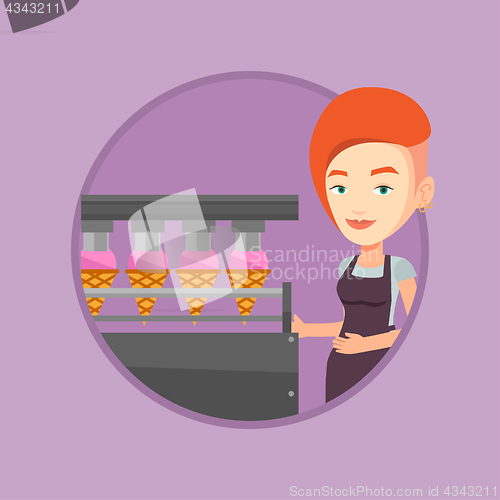 Image of Worker of factory producing ice-cream.