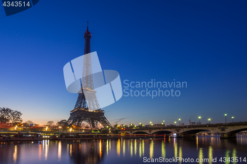 Image of The Eiffel tower at sunrise in Paris