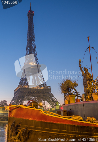 Image of The Eiffel tower at sunrise in Paris