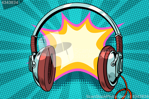 Image of headphones comic bubble audio