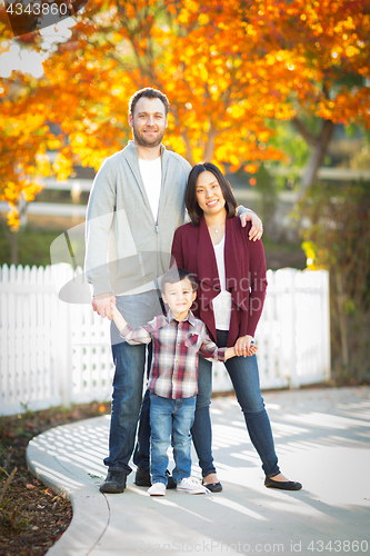 Image of Outdoor Portrait of Mixed Race Chinese and Caucasian Parents and