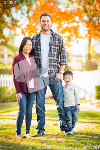 Image of Outdoor Portrait of Mixed Race Chinese and Caucasian Parents and