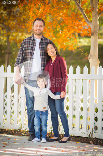 Image of Outdoor Portrait of Mixed Race Chinese and Caucasian Parents and