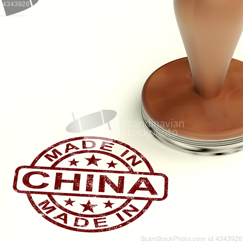 Image of Made In China Stamp Showing Chinese Product Or Produce