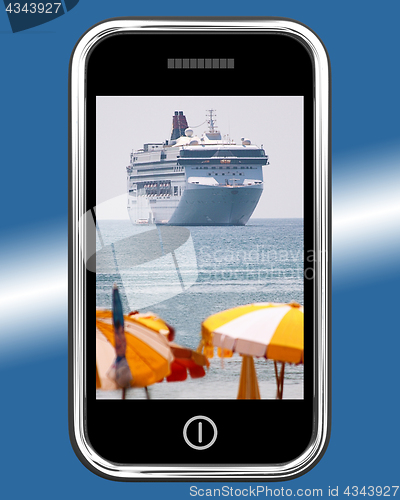 Image of Cruise Ship Travel Picture On Mobile Phone