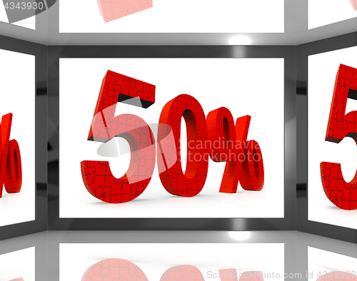 Image of 50 On Screen Showing Discount On Televisions And Price Reduction