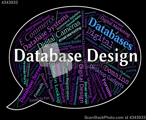 Image of Database Design Means Computer Word And Designed