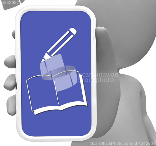 Image of Writing Online Means Mobile Phone And Drawing 3d Rendering