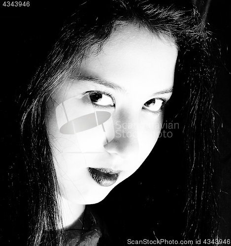 Image of Scary Young Girls Face On Halloween Night