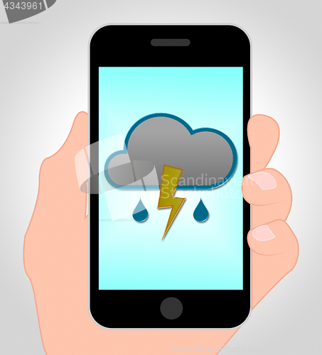 Image of Thunder Forecast Online Shows Mobile Phone And Thunderbolt