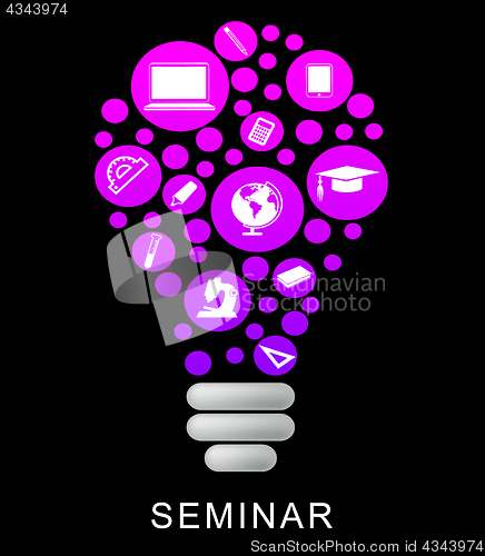 Image of Semnar Lightbulb Indicates Power Source And Conference