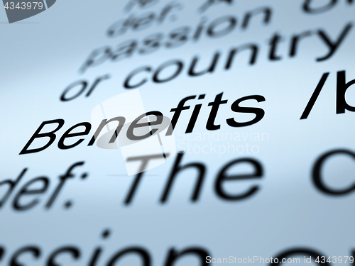 Image of Benefits Definition Closeup Showing Bonus Perks Or Rewards