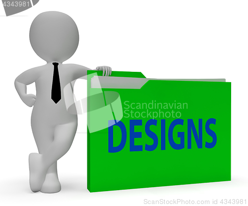 Image of Designs Folder Indicates Files Conception 3d Rendering