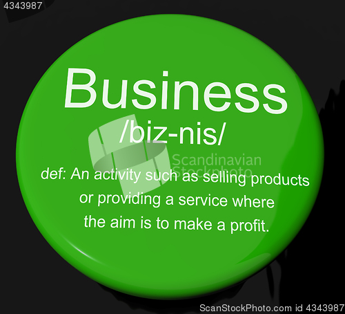 Image of Business Definition Button Showing Commerce Trade Or Company